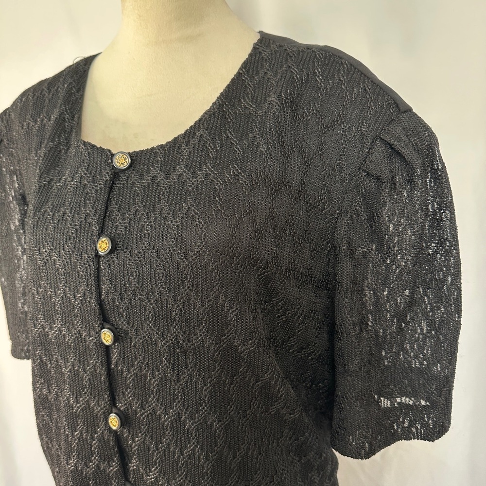 Vintage Kari's Korner Black Maxi Dress Lace Short Sleeve Women Plus 30‎ Formal - Picture 3 of 13